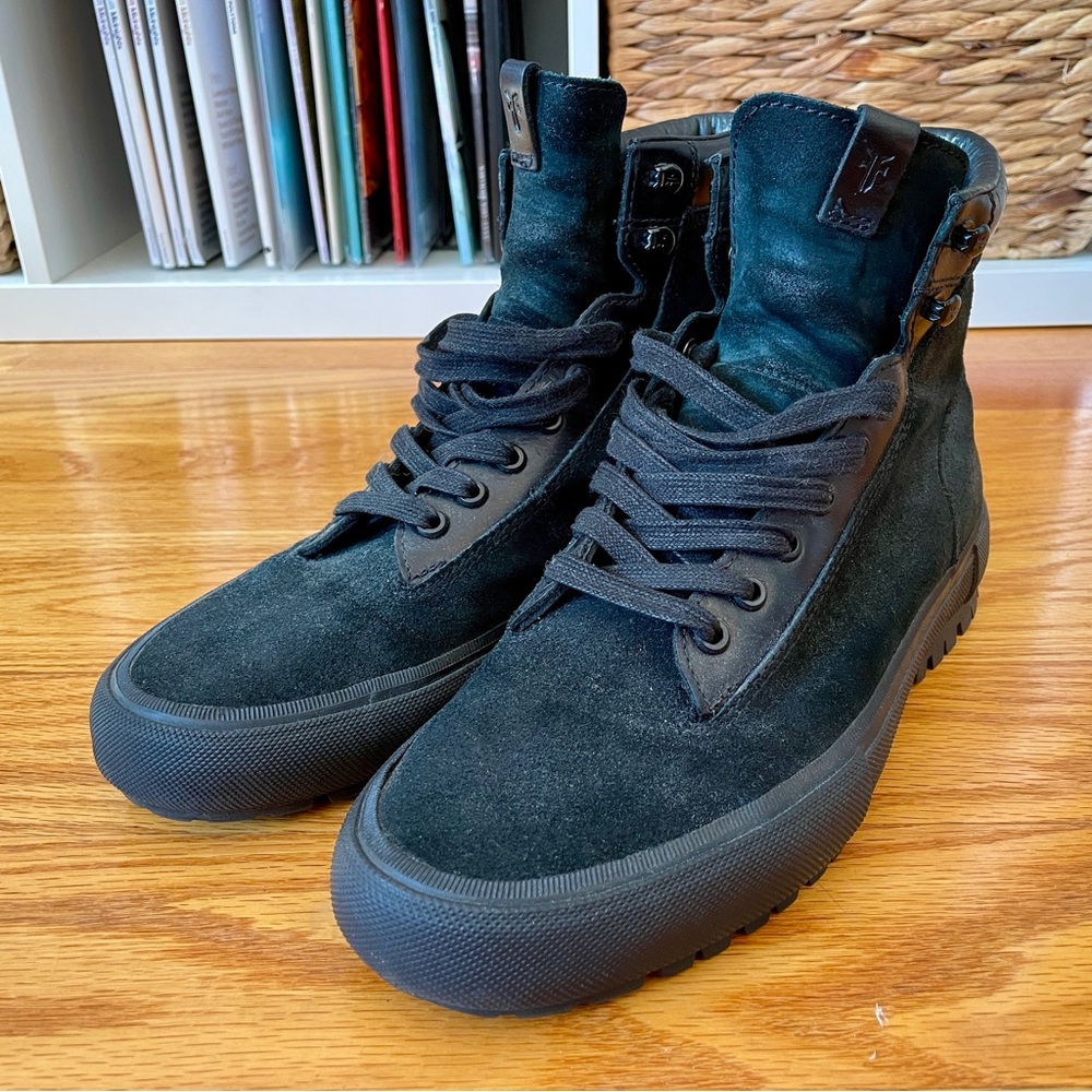 Frye Black Suede/Leather Lace Up Boots (Men’s US 9)